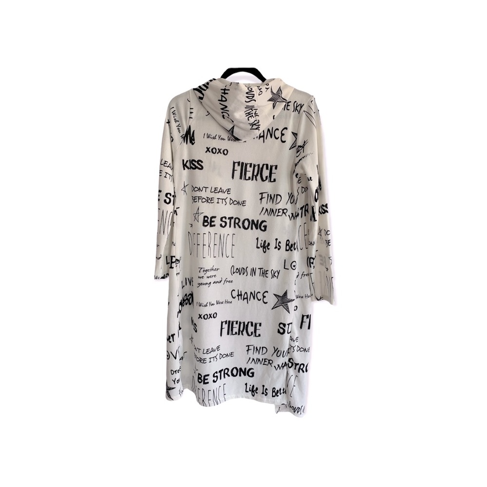 Love Open Graphic Hooded Cardigan Sweater Sz L - Picture 3 of 5